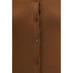 Brown Fleece Wool Cardigan