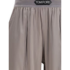 Silver Elastane Casual Pants