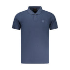 Blue Cotton Men Polo Shirt