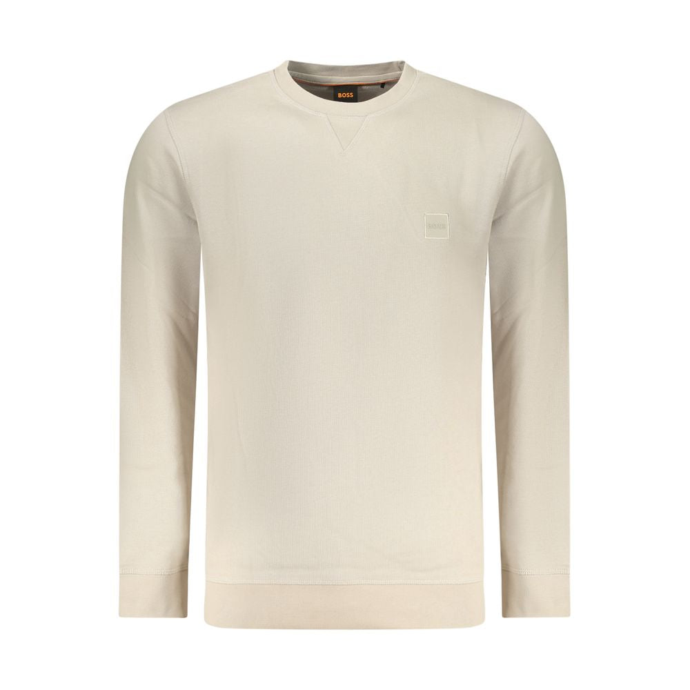 Beige Cotton Men Sweatshirt