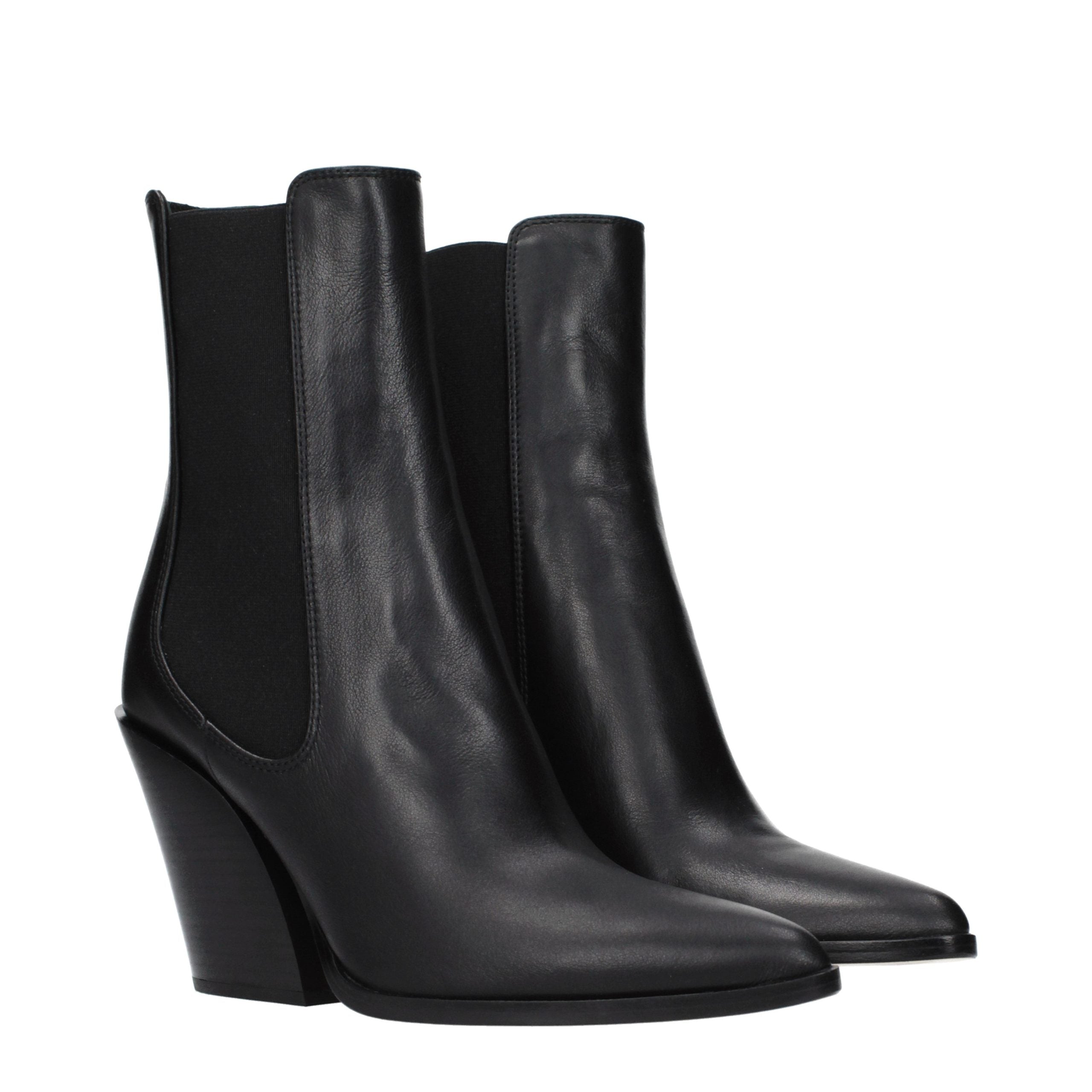 Black Leather Ankle Boots