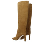 Brown Leather High Heel Boots