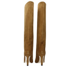 Brown Leather High Heel Boots