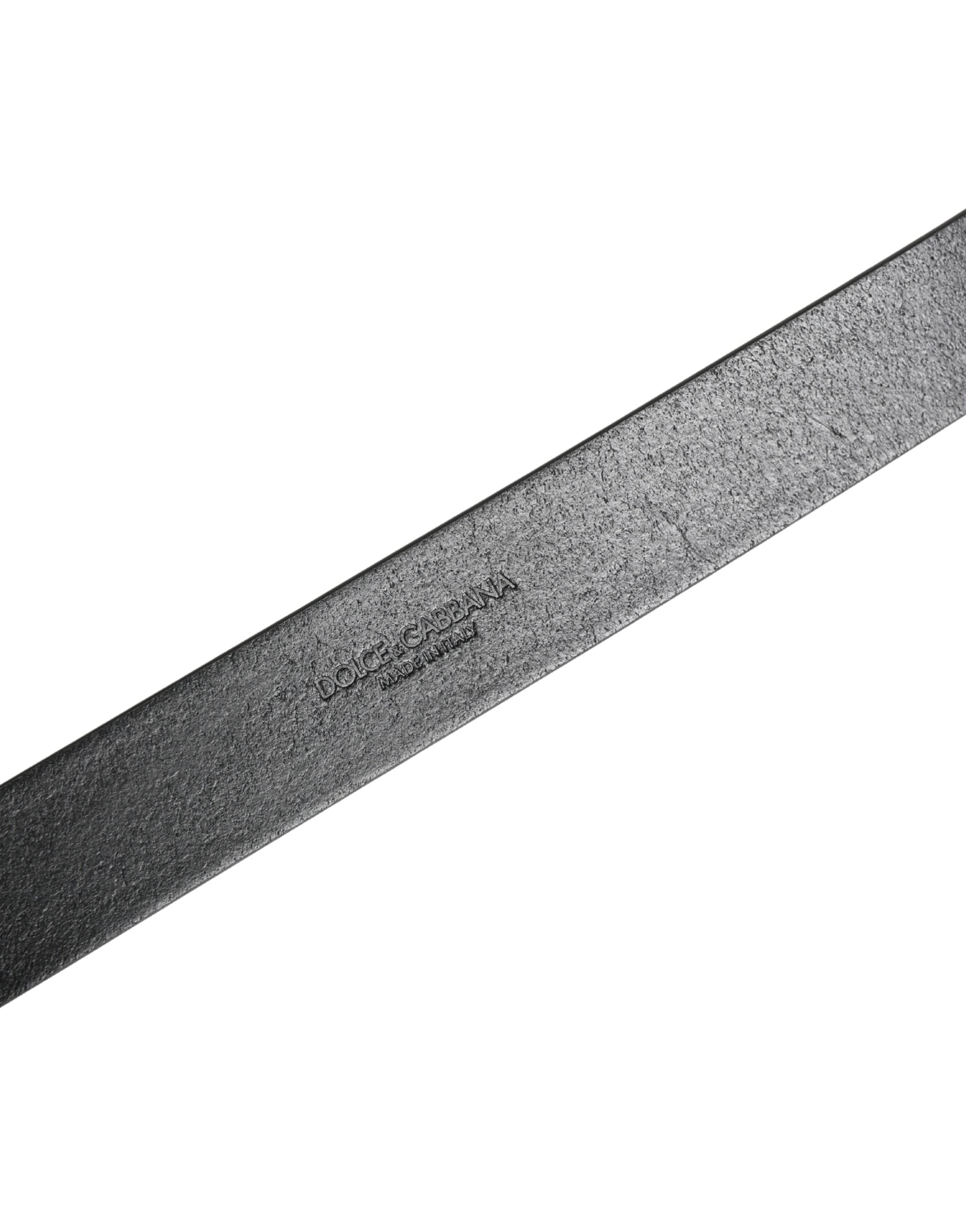 Men Black Calf Leather Logo Metal Buckle Belt