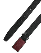 Men Black Calf Leather Logo Metal Buckle Belt