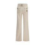 Beige Cotton Bootcut Jeans