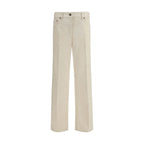 Beige Cotton Flared Jeans