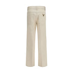 Beige Cotton Flared Jeans