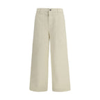 Beige Cotton Casual Pants