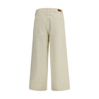 Beige Cotton Casual Pants
