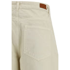 Beige Cotton Casual Pants