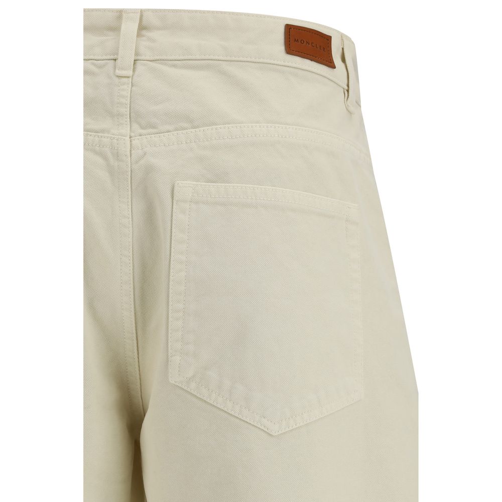 Beige Cotton Casual Pants