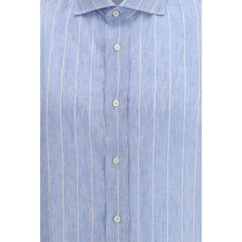 Blue Linen Pattern Shirt