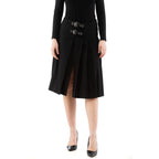 Black Polyester Midi Skirt