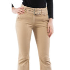 Beige Cotton Flared Pants
