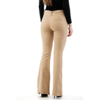 Beige Cotton Flared Pants