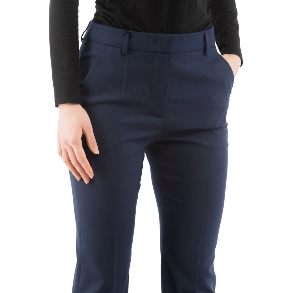 Blue Polyester Dress Pants