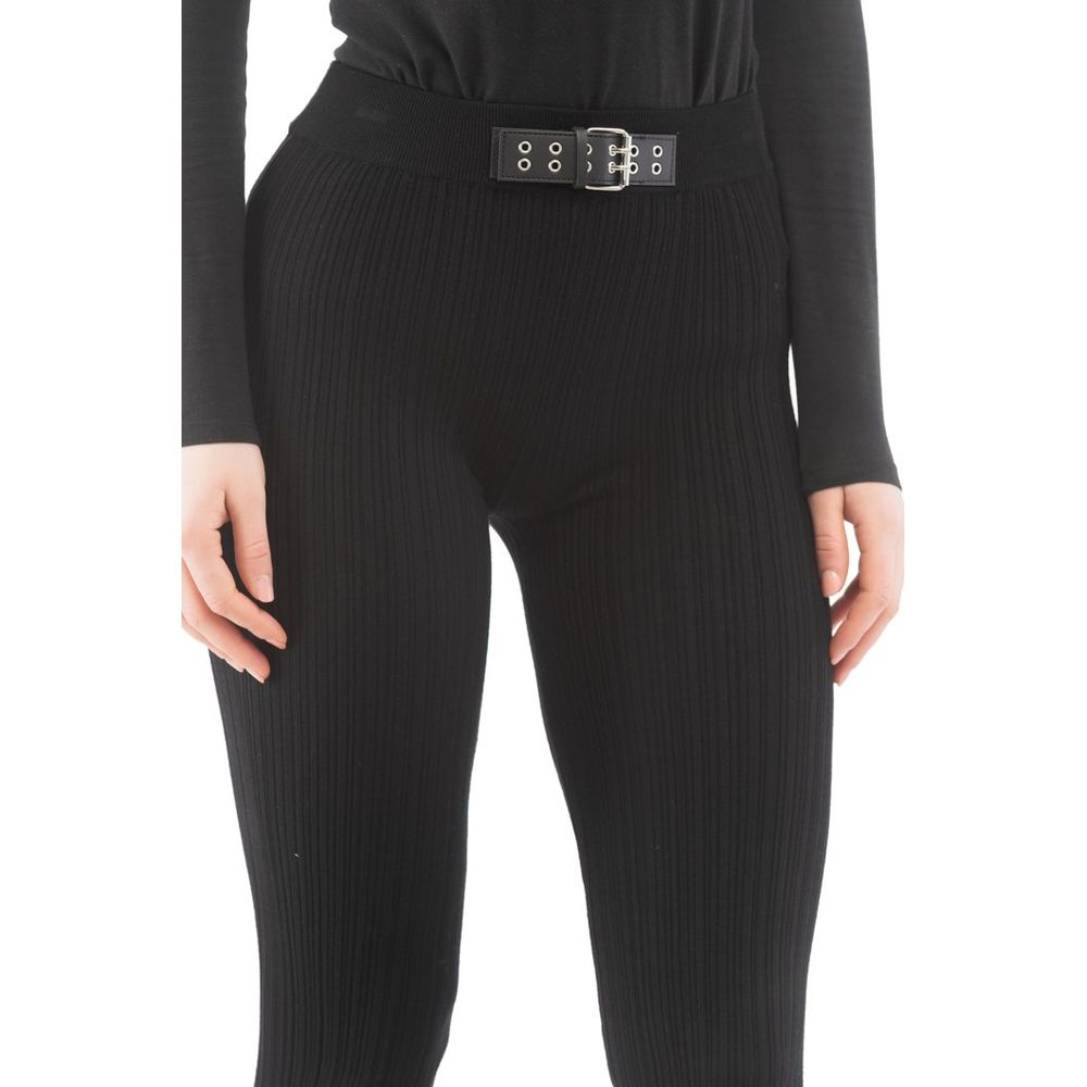 Black Viscose Casual Pants
