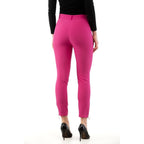Pink Polyester Casual Pants