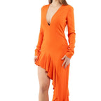 Orange Marabou Casual Dress