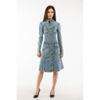 Blue Cotton Casual Dress