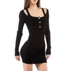 Black Viscose Casual Dress