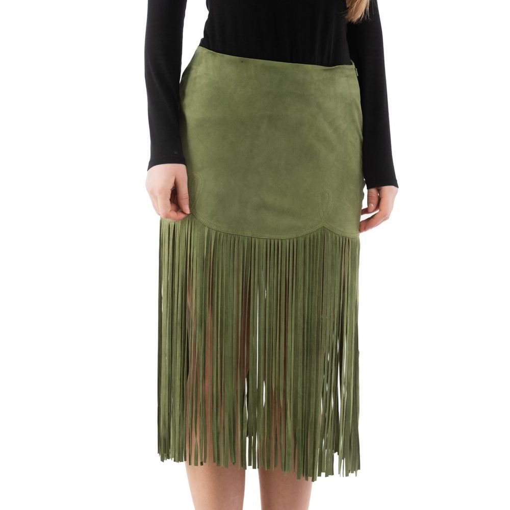 Bicolor Cotton Midi Skirt