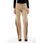 Beige Cotton Casual Pants