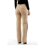 Beige Cotton Casual Pants