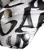 White Logo Print Whole Head Wrap Capello Hat