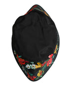 Men Black Floral Print Nylon Fisherman Cap Hat