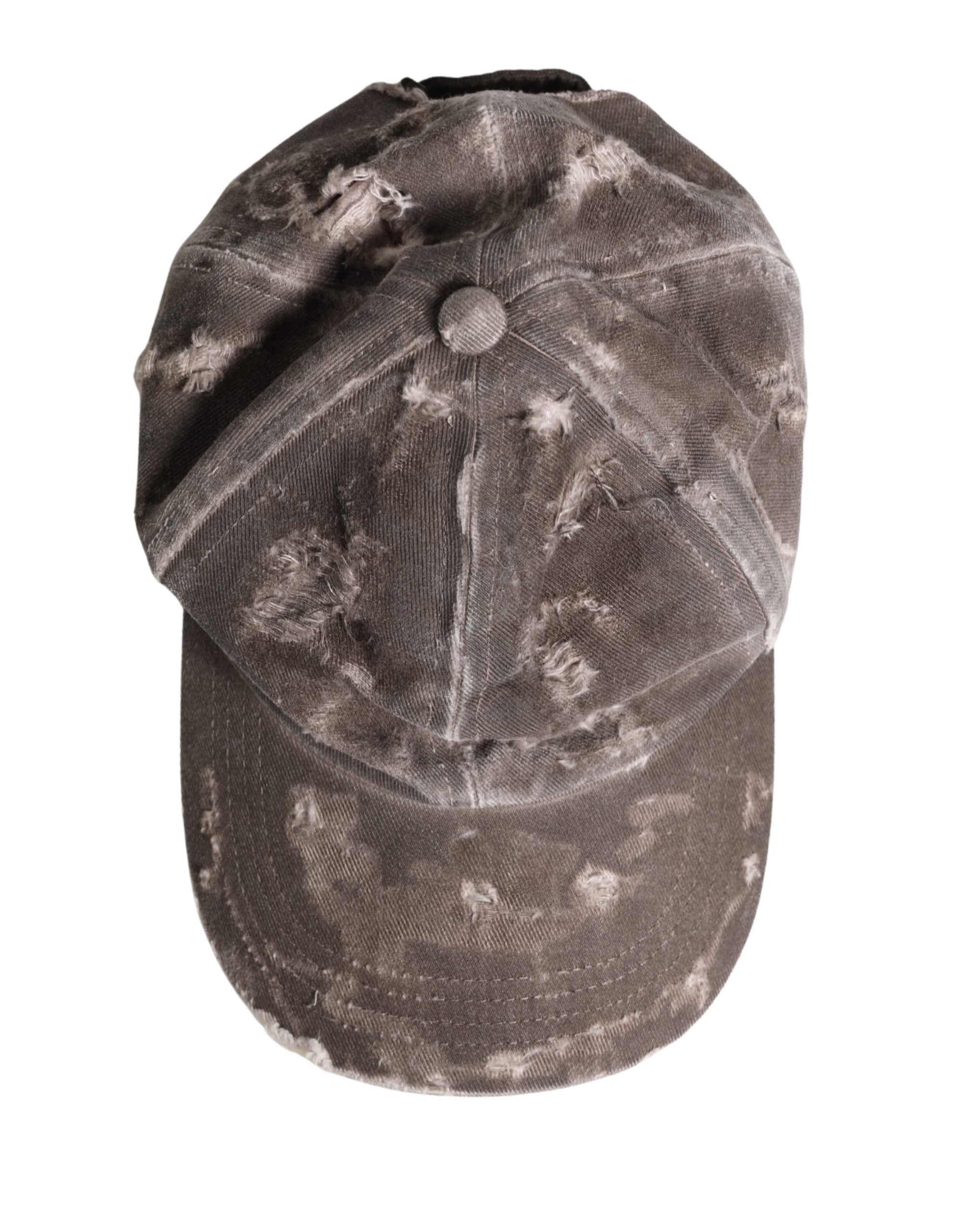 Men Brown Cotton Distressed Baseball Capello Hat