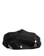Men Black Cotton Embellished Newsboy Capello Hat