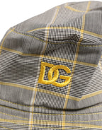 Men Gray Checkered Bucket Fisherman Capello Hat