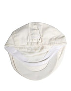 Men White Cotton Blend Newsboy Cloth Capello Hat