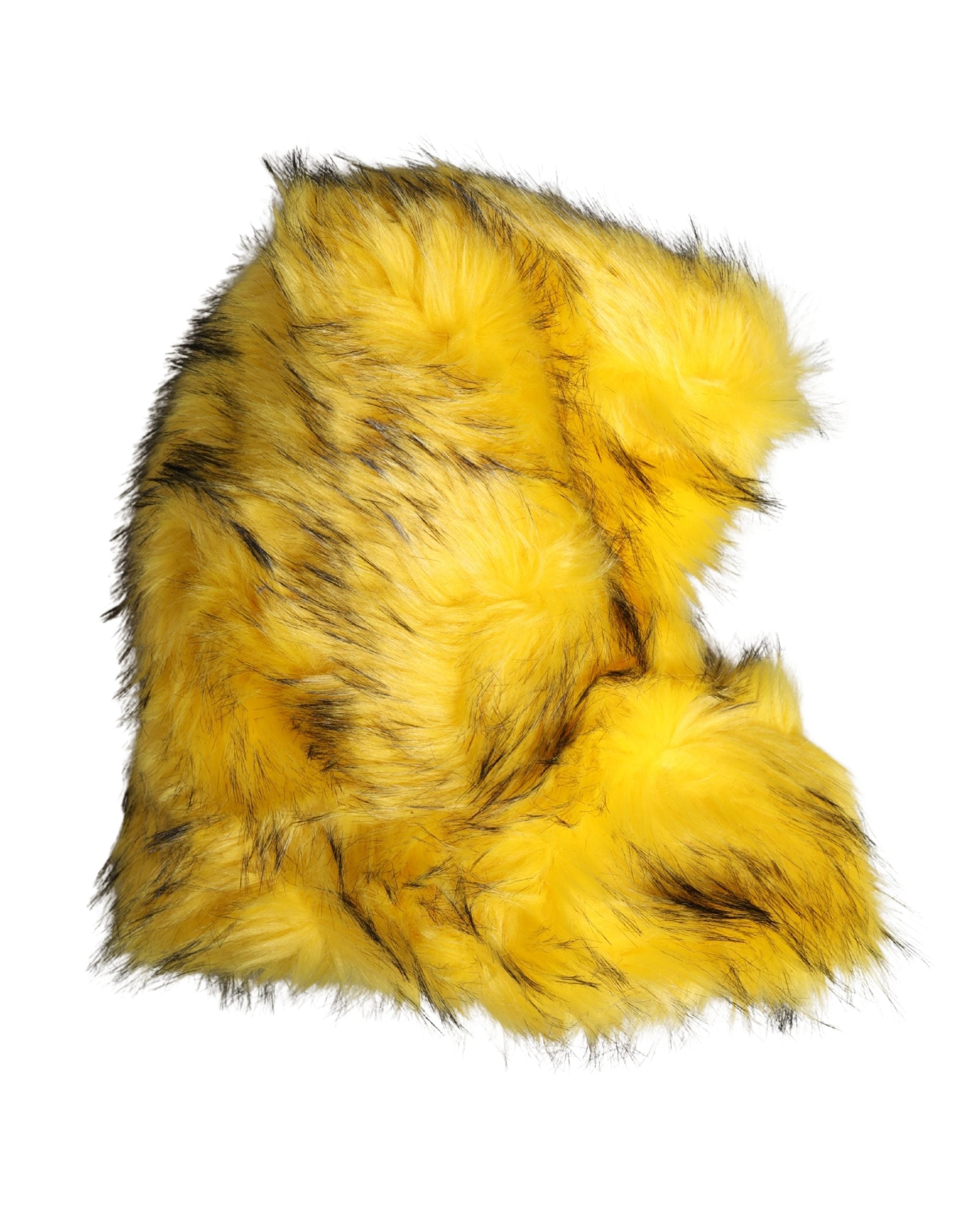 Yellow Modacrylic Fur Women Bucket Capello Hat