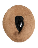 Beige Virgin Wool Fur Women Knitted Capello Hat