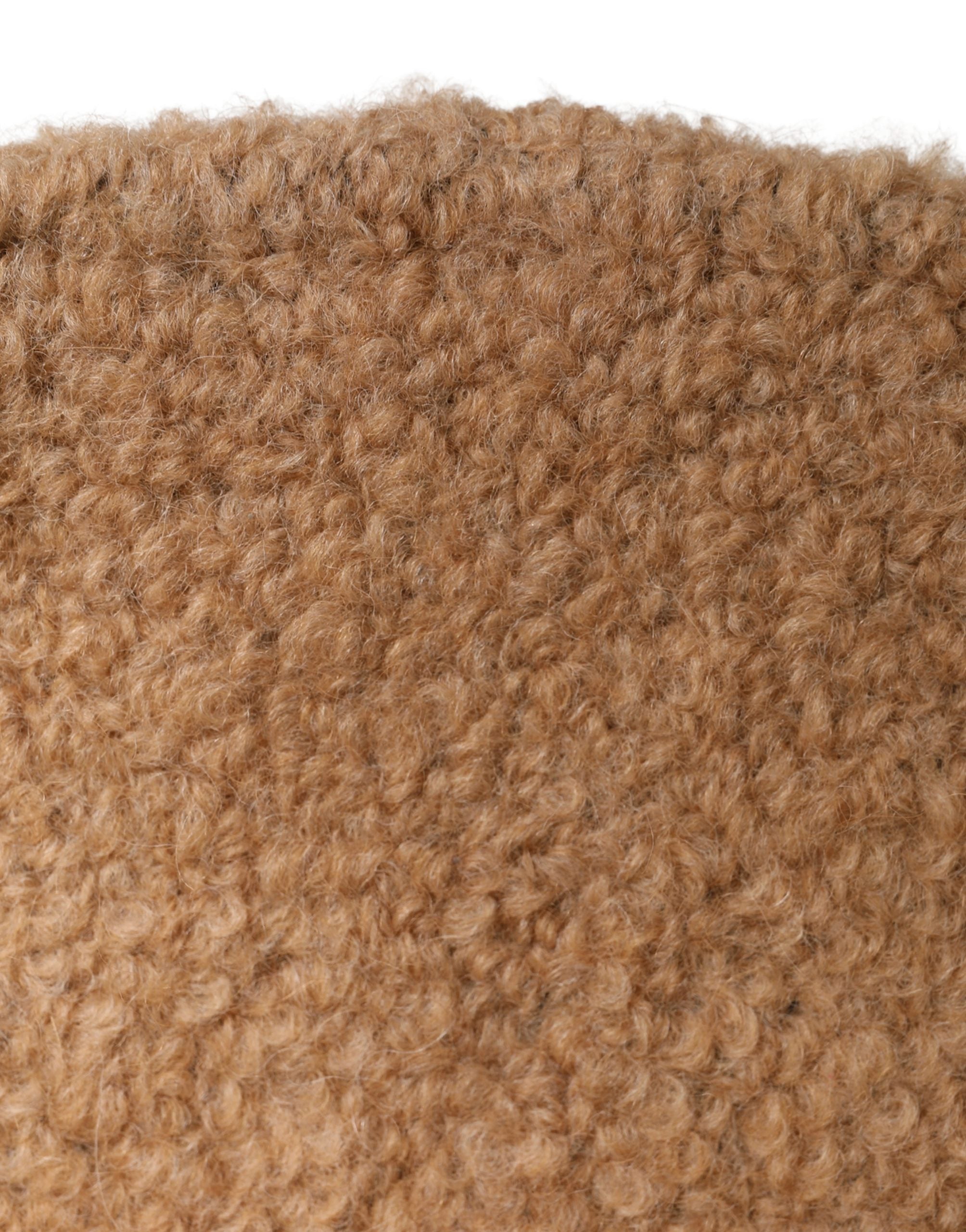 Beige Virgin Wool Fur Women Knitted Capello Hat