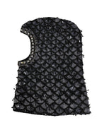 Black Wool Crystal Embellished Balaclava Hat
