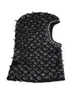 Black Wool Crystal Embellished Balaclava Hat