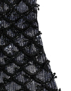 Black Wool Crystal Embellished Balaclava Hat