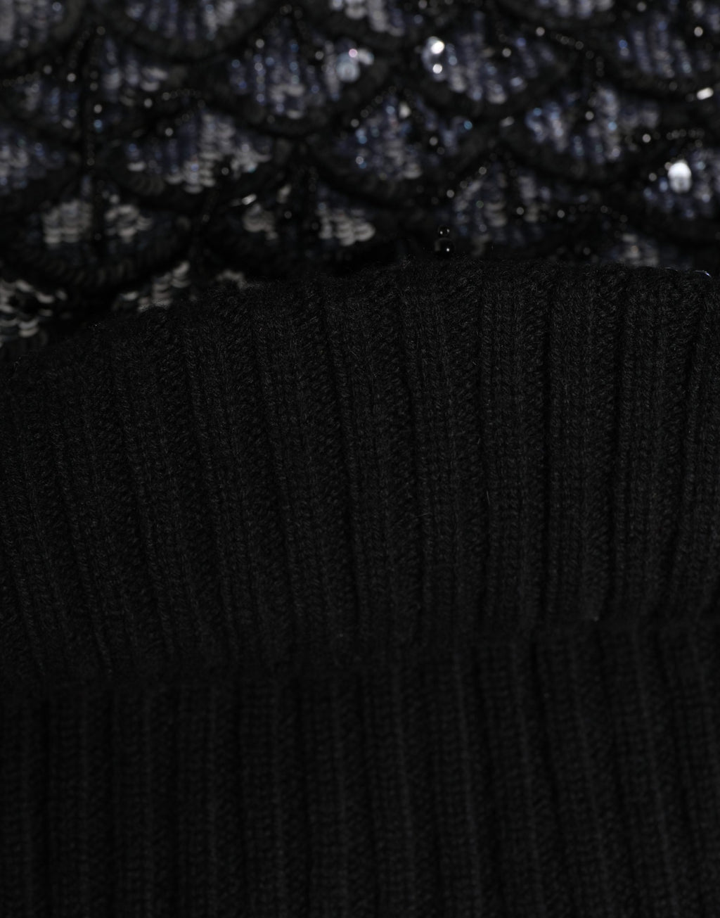 Black Wool Crystal Embellished Balaclava Hat