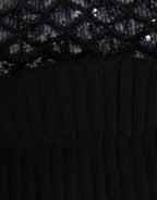 Black Wool Crystal Embellished Balaclava Hat