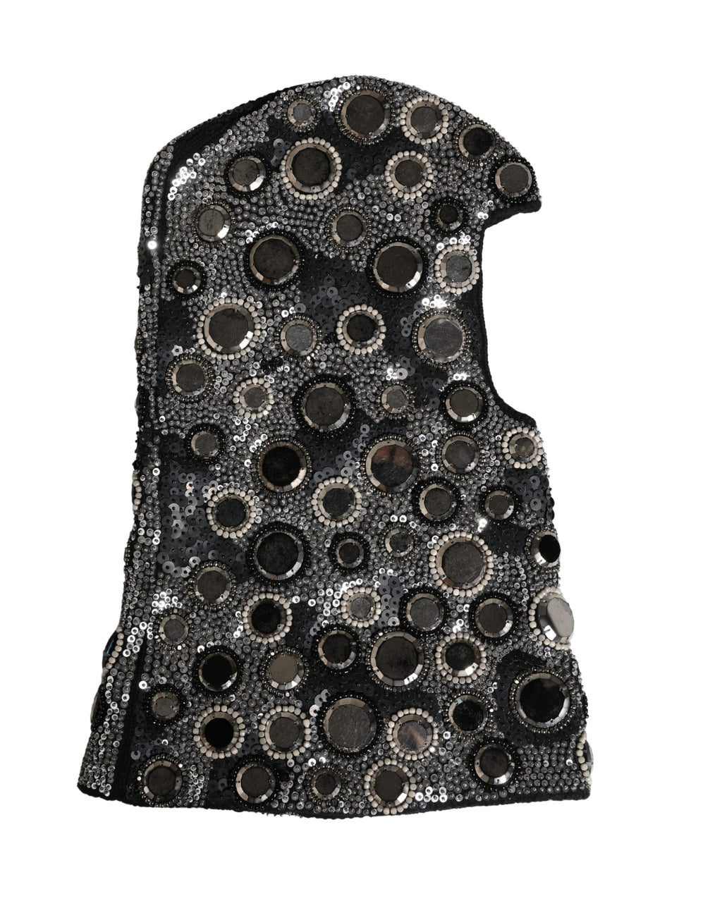 Black Wool Crystal Embellished Balaclava Hat