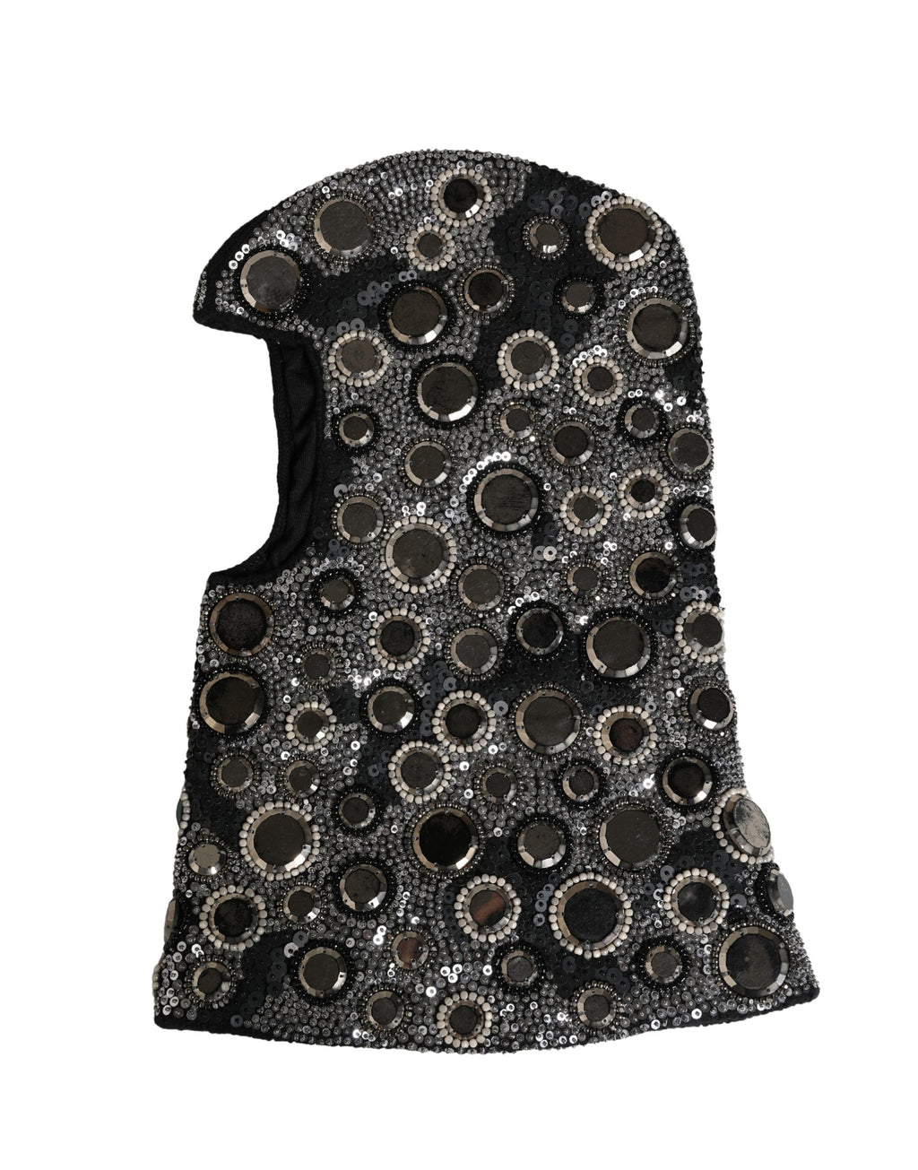 Black Wool Crystal Embellished Balaclava Hat