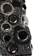 Black Wool Crystal Embellished Balaclava Hat