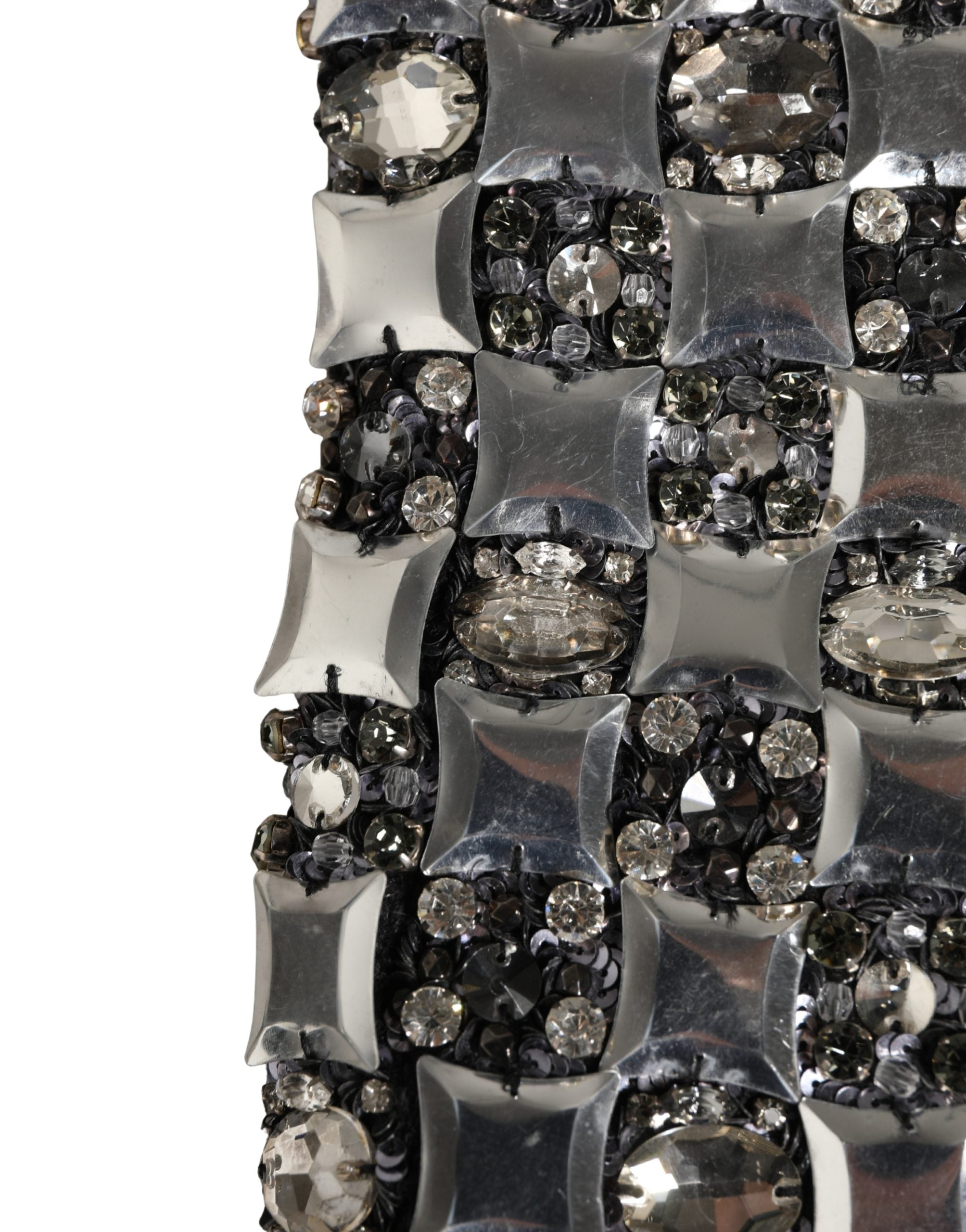 Black Wool Crystal Embellished Balaclava Hat