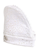 White Cotton Embroidered DG Crystal Headwear Hat