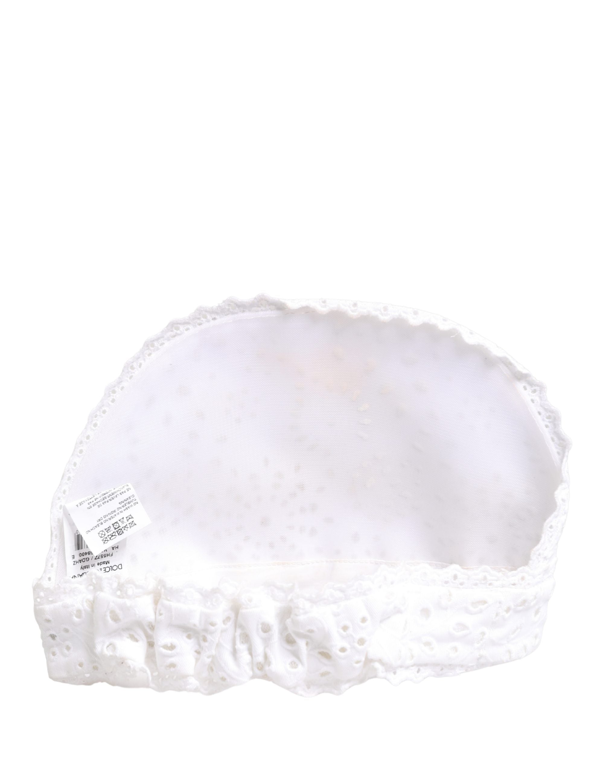 White Cotton Embroidered DG Crystal Headwear Hat