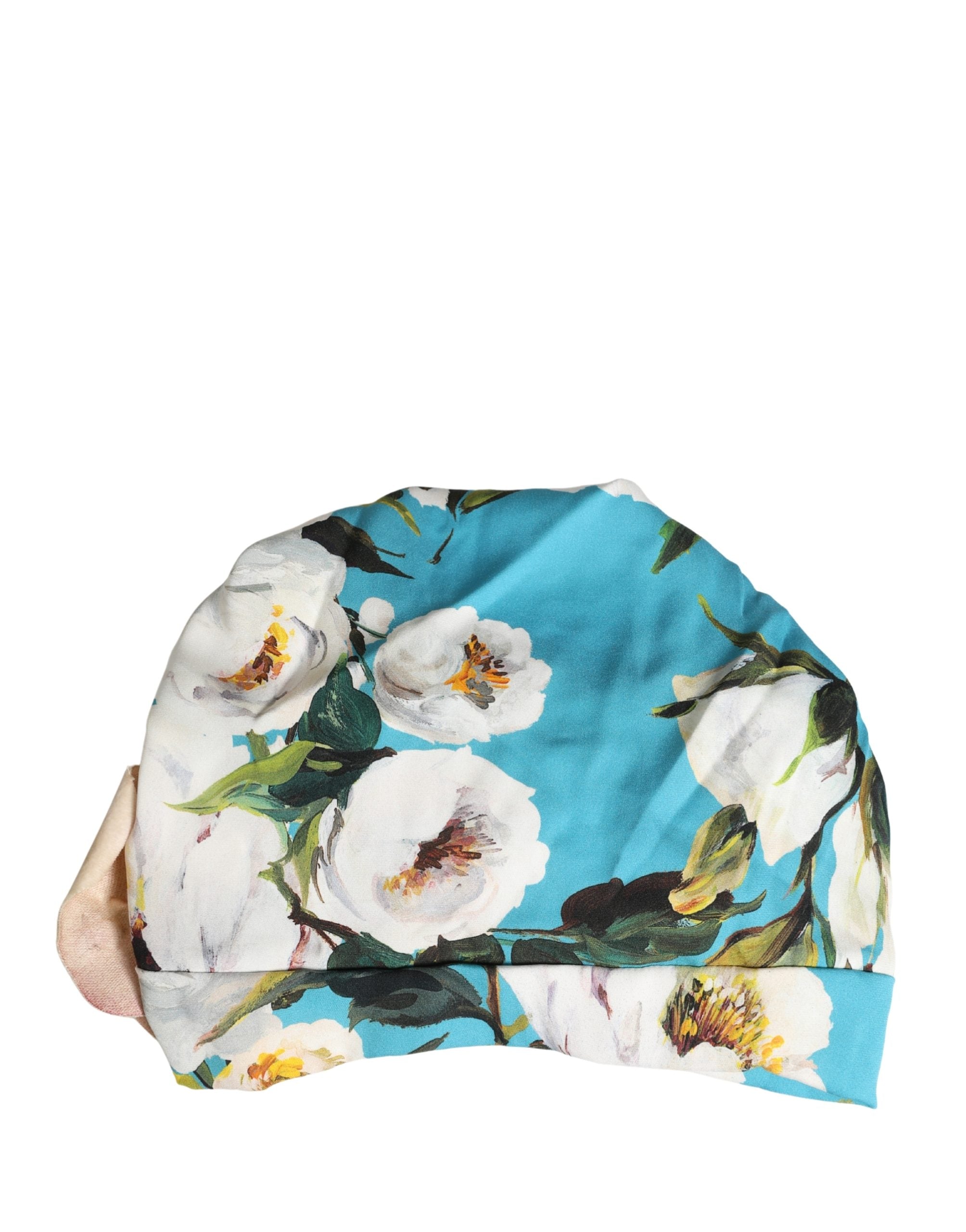 Blue Floral Motif Turban Headwear Women Hat